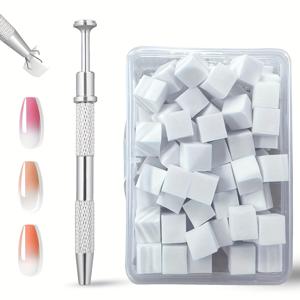 TEMU 100pcs 그라데이션 네일 아트 세트: 소프트 스폰지, 전문 브러시 및 스크래치 펜 - 냄새 없는 DIY 아크릴 네일 도구, 28개의 축제 이용 가능