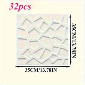 TEMU 32개 자체 접착 벽 타일 스티커 - 쉽게 적용 및 청소, 화이트 텍스처 지오메트릭 디자인, 욕실 및 거실 천장 장식, 무접착 타일 설치, 욕실 벽 스티커, 현대적인 장식, 부드러운 표면