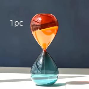 TEMU 1개 세련된 노르딕 스타일 유리 타이머 (15분) - 배터리가 필요 없는 사무실, 거실, 현관 및 서재용 기능적 홈 데코, 완벽한 룸 장식