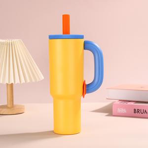TEMU 2.0 업그레이드된 40oz 도파민 컬러풀 텀블러 | 7가지 색상 선택 가능 | 대용량 스테인리스 스틸 보온컵 (24시간 냉온 유지) | 차량용 누수 방지 뚜껑 | 식품 등급 304 스테인리스 | 분리 가능한 빨대 + 손잡이 포함 | 캠핑, 피트니스, 여행 및 아웃도어 스포츠에 필수|텀블러|트래블보틀