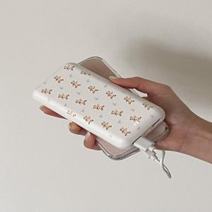 [메이드모먼] fluffy bear pattern 디자인 [대용량 보조배터리]