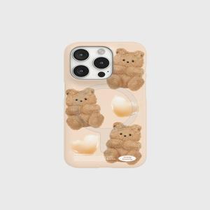 [더나인몰] beige heart teddy gummy [맥세이프 하드 폰케이스]
