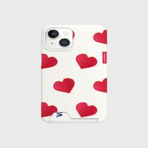 [더나인몰] red heart pattern [카드수납 폰케이스]