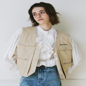 [그린버터] Cotton Pocket Vest (Beige)