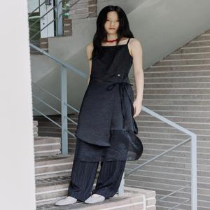 [바일리에] 오간자 레이어드 롱 원피스 (블랙)