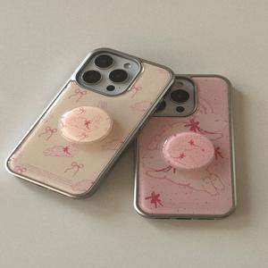 [메이드모먼] fuzzy ribbon bunny 디자인 [실버 에폭시 범퍼케이스]