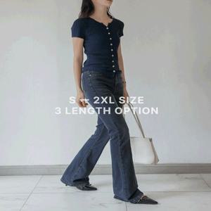 [단독] [S-2XL/숏,기본,롱 기장옵션] 드모어 스판 부츠컷 데님 팬츠 (당일배송/가을/간절기/여름/청바지/슬림핏/세미부츠/기장추가/빅사이즈/진청/연청/흑청/중청/그레이진)