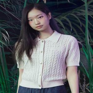 여성) 케이블 반팔 가디건_MSE2EC2521