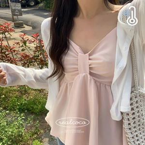[여름신상????/컬러추가/made] 리프인 리본 나시 블라우스 (민소매/슬리브리스/레이어드/뷔스티에/동남아/휴양지)