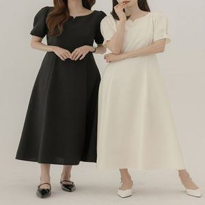 1천장 돌파✨][무료배송][프리미엄원단✦/고급미] 하틴델즈 트위드 보트넥 플레어 롱 원피스(신상-봄-여름-자체제작-반팔원피스-반팔롱원피스-하객룩-소개팅룩-데이트룩-여름하객룩)