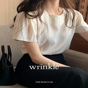 [데일리모던룩][3천장돌파][made] 엘린시아 링클 퍼프 블라우스 (여름/신상/베스트/여성/데일리/데일리룩/데이트룩/출근룩/링클/캡소매/퍼프/블라우스/하객룩/반팔블라우스/여름블라우스/여름하객룩/퍼프블라우스)