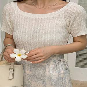 [여리핏연출♥/만능템✨] [44-120] 레이마디 꽈배기 스퀘어넥 반팔 니트 (신상-썸머-여름-유니크-캐주얼-데일리-루즈핏-반팔니트-빅사이즈-120사이즈-자체제작-무지-흠뻑쇼-심플-여름반팔-반팔블라우스)