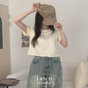 시원부들 면모달! 레몬버터 라운드넥 면 모달 루즈핏 세미 크롭 반팔티 5color [여유핏/66반팔/77반팔/모달티/여름반팔/박스티/무지반팔/루즈핏크롭티]