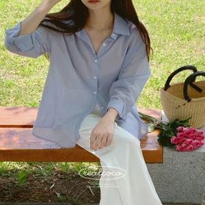 [시즌오프????/휴양지룩/누적2만장/made] 홀리 시스루 셔츠 - 11 Color (긴팔/오버핏/루즈핏/오피스룩/출근룩/레이어드/롱슬리브/휴양지/살안타템/시어서커)