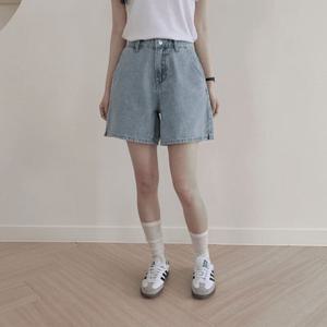 [2XL까지/옆트임] 하이웨스트 옆포인트 데님 숏 팬츠 청 반바지 (3color)