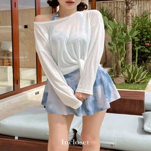 [UPF50+] 다이아 비키니전용 트임 티셔츠 체형커버/시스루/휴양지/바캉스/커버업