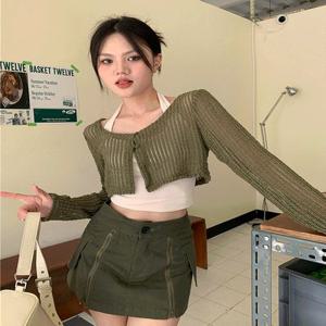 (당일출고/set) 홀터넥 슬림핏 여름 썸머 휴가룩 바캉스룩 휴양지룩 페스티벌룩 크롭 나시 민소매 슬리브리스 그물망 매쉬 살안타템 가디건 볼레로 투피스 세트 2color