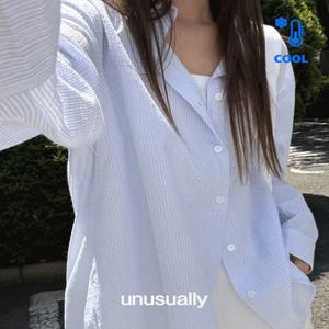 [단독] 언유즈얼리 마린 스트라이프 셔츠 (4color) 긴팔셔츠/간절기셔츠/루즈핏/오버핏셔츠/오버핏/살안타템/에어컨템/시어서커셔츠/사계절셔츠