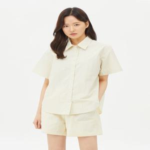 여성) 나일론 오버핏 반팔 셔츠_MSE2WC2523