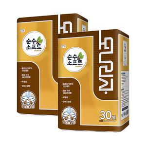 모나리자 순수 소프트 프리미엄 3겹 데코 30롤 x 2팩 휴지