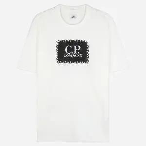 CP컴퍼니 24SS 16CMTS042A 005100W 103 스퀘어 로고 프린팅 티셔츠 화이트