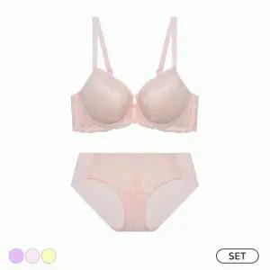 에블린 [세트] 메리메 F3 올오버 레이스 노와이어 브라+헴팬티 EBBRFA3H25 EBBRFA3