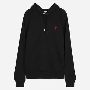 아미 5S BFUSW235 730 001 스몰 하트 로고 후디 블랙