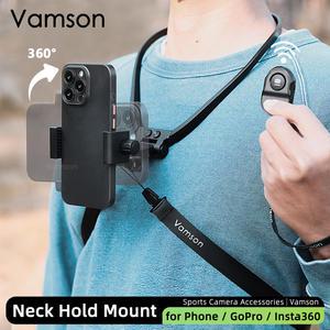 Vamson 넥 홀드 마운트 랜야드 스트랩 비디오 촬영용 스마트폰 셀카 스탠드 GoPro Insta360 DJI용 Samsung