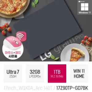 ⓒ LG 2025 그램 프로17 17Z90TP-GD7BK 울트라7 255H 32GB 1TB WIN11 / 초경량 고스팩 게임 AI 노트북