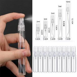 10PCS 2ml/3ml/5ml/7ml/10ml 빈 미니 투명 유리 스프레이 병 휴대용 향수 샘플 분무기 가능 여행 용기