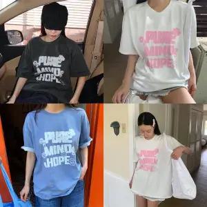 [모코블링]퓨어 피그 반팔티 영문나염티 사계절티 오버핏반팔티 여름반팔티 피그먼트티