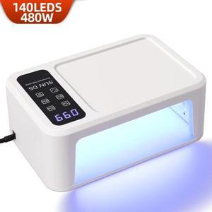 480W 큰 공간 UV LED 네일 램프 매니큐어 건조 젤 140LED LCD 화면 살롱 도구