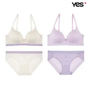[롯데백화점]예스 크림 바이올렛 솔리드 헴팬티 세트 YSWBY235YSWPY236