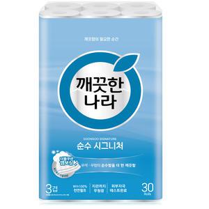 깨끗한나라 순수 시그니처 3겹 28m 30롤 1팩