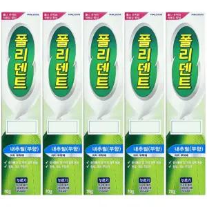 폴리덴트 틀니접착제 의치부착재 내추럴무향 70g X 5개