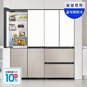 [으뜸효율]삼성 비스포크 키친핏 1등급 냉장고 김치 MAX세트 4도어 RM70F64R1ZG+RK70F42M2ZG 화이트+베이지