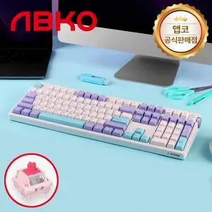 앱코 A108K 3모드 퀵스압 유무선 기계식 키보드 블루 벚꽃축 리니어