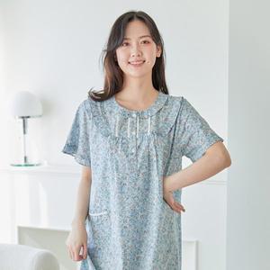 [이딜타임] 60수고밀도 순면 반팔드레스 여자잠옷 5361D