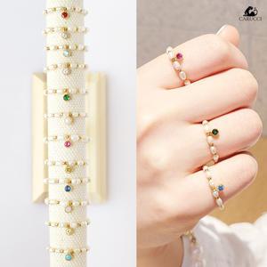 [롯데백화점]카루치 탄생석 진주 골드 레이어드 프리사이즈 링 반지 12color RG02a