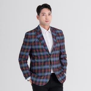 여름 남성 캐주얼 마이 체크 무늬 남성 세미 정장 콤비 자켓 양복