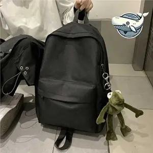 심플 고급 블랙 백팩 학생용 일상 가방 빈티지-WFH6FTP