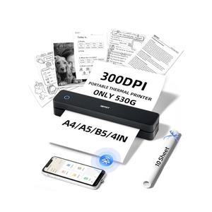 iDPRT MT610 프로 휴대용 열 프린터, 300DPI HD 모바일 여행용 가정용 잉크리스 무선 소형 사무실, 차량, 블루투스 프린터로 8.5인치 x 11인치 미국 레터&A4&A5 크기 지원