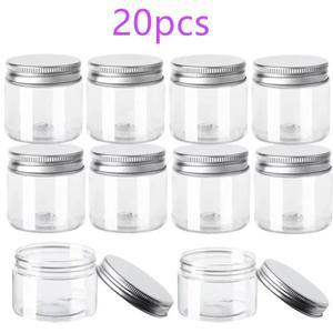 20 개/몫 30/50/60/80ml 뚜껑이있는 저장 용기 알루미늄 라운드 빈 플라스틱 화장품 항아리 식품 여행 병