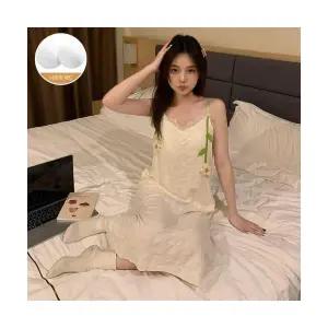 MN 커플 잠옷세트 프린세스풍 슬립 스커트 여름 면 레이스 민소매 나시 끈 패드 롱 인기2