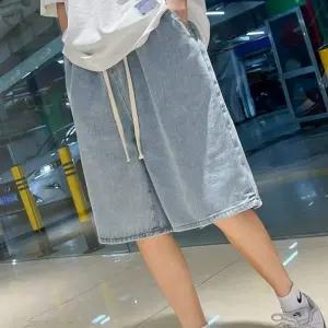 청반바지 버뮤다 LND 남여공용 데님 밴딩 팬츠 5부 바지 반 M-3XL 여름 남자 여성