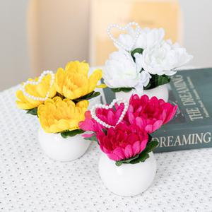 국화 성묘 화분 조화 꽃 미니 set 11x13cm 3컬러 납골당 산소 추모 테이블 장식 인테리어 수목장