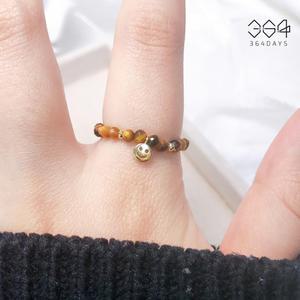 364days 미니 스마일 호안석 비즈반지 재물운 금전운 호랑이 원석반지