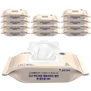 국내제조 유한그린텍 백의민족 프리미엄 물티슈 60매 12개 원단 두꺼운 부드러운 피부 아이 약산성 정제수