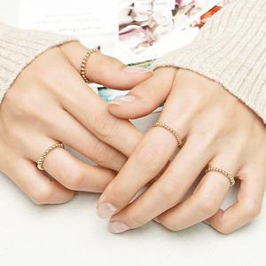 14K Gold-Filled 금볼 반지 핸드메이드 심플 레이어드 골드볼 반지