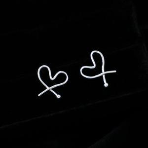 하트귀걸이 꼬임 미니 얇은줄 은볼 스털링실버